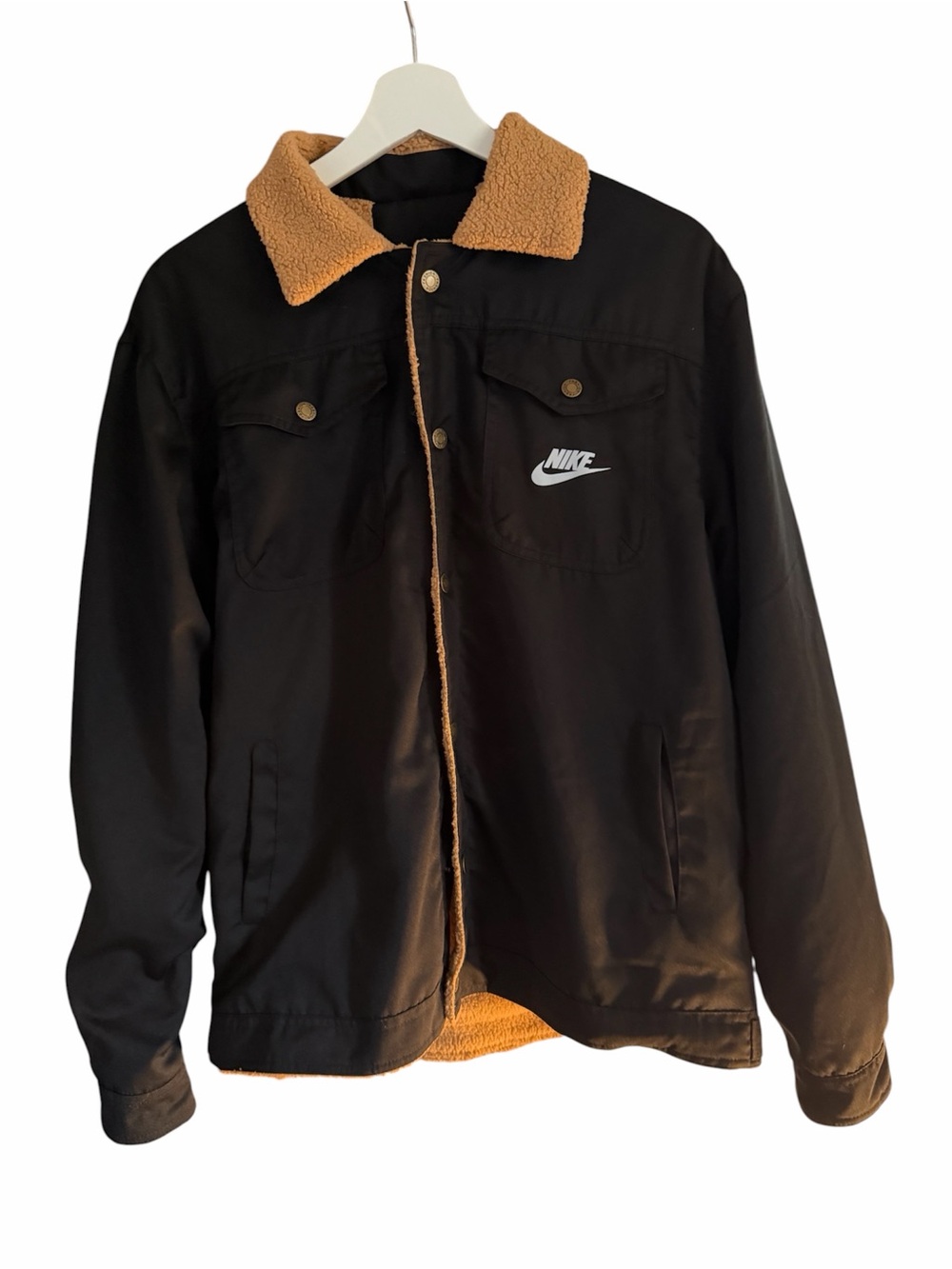 Nike Black Jacket with Tan Sherpa Collar